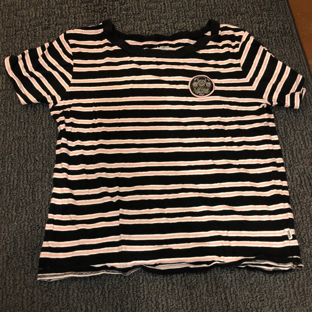 Vans skull pink and black striped tee (used twice)